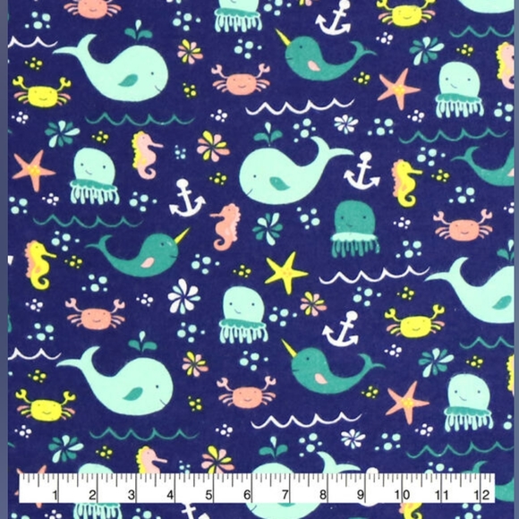*SOLD* Sea You There Blue Snuggle Flannel Fabric - Picture 2 of 2